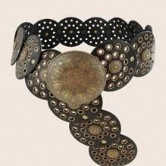 1pc Women Y2K Style Round Metal Waist, Bohemian Size - Picture 1 of 2